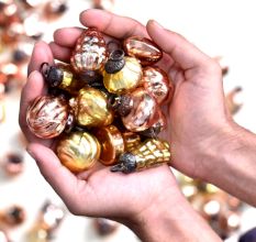 25 Pieces Rose Gold and Gold Christmas Ornaments - Vintage Golden Christmas Tree Ornaments